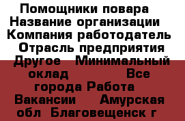 Помощники повара › Название организации ­ Компания-работодатель › Отрасль предприятия ­ Другое › Минимальный оклад ­ 22 000 - Все города Работа » Вакансии   . Амурская обл.,Благовещенск г.